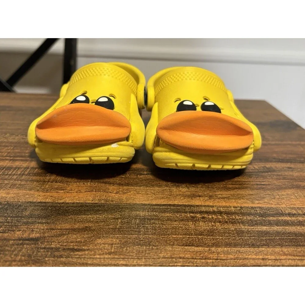 Crocs Kids Duck Clogs Yellow Orange Toddler Size C8 Fun Character Shoes EUC